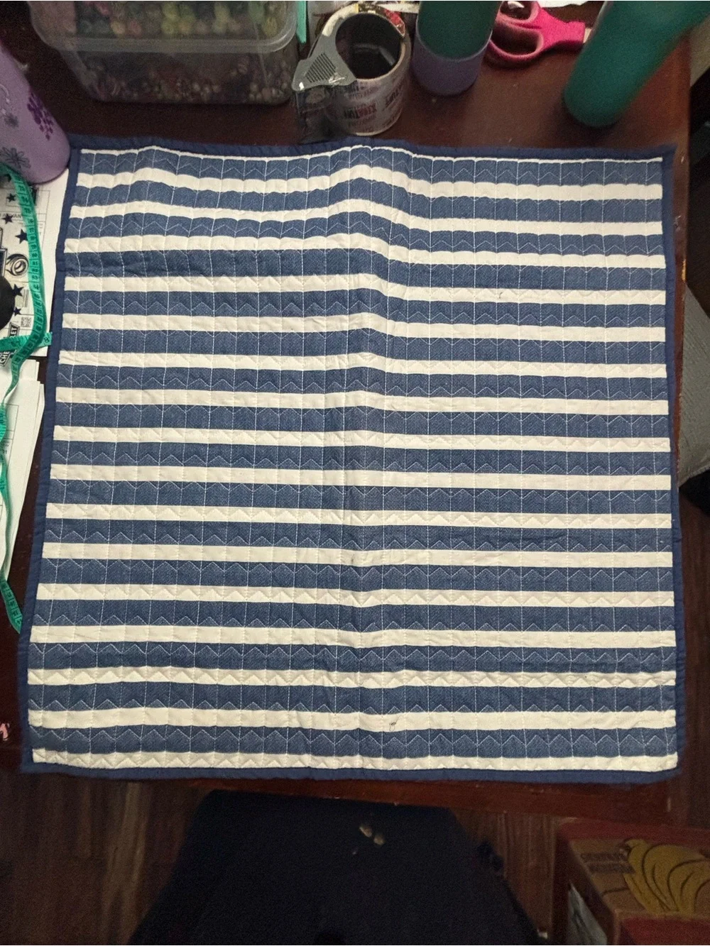 Field crest cotton blue white pillow sham cover duvet 27x27 nautical luxury
